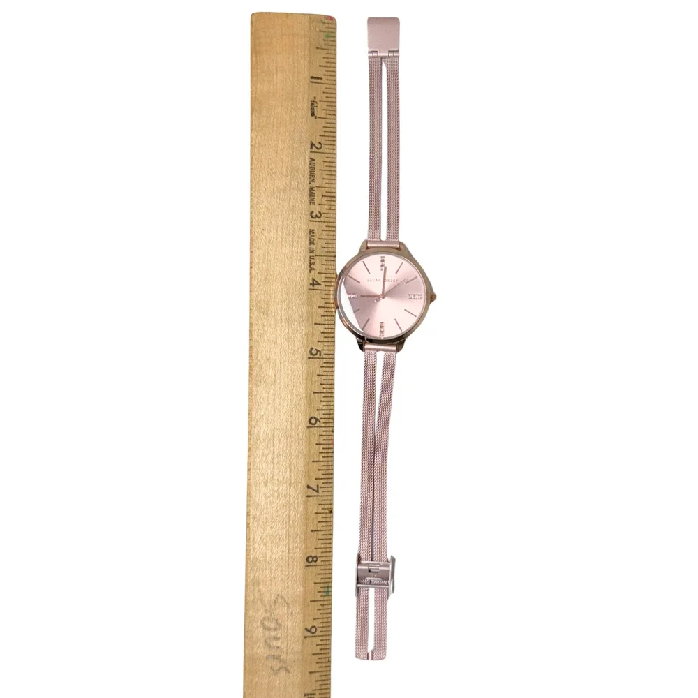 Laura Ashley Rose Gold Tone Case with Blush Pink Dial and Pink Mesh Strap Watch